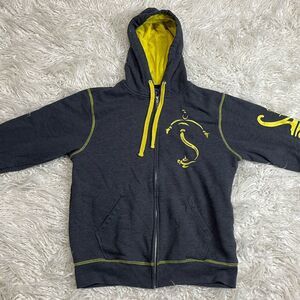 Disney Aladdin Hoodie Mens S Gray Genie Graphic Zip Up Sweatshirt Rare